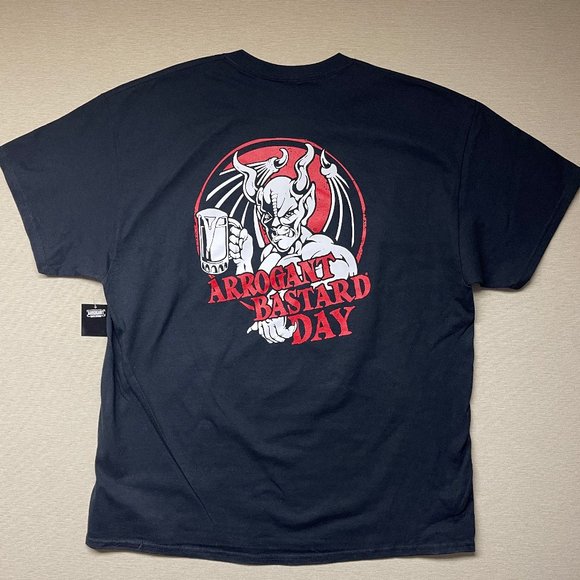 Stone Brewing/Arrogant Bastard Men's Tee "Cheers to Me/Arrogant Bastard Day" NEW - Picture 2 of 4